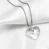 Heart Pendant Necklace Crystals from Austria Silver Big Stone Jewelry for Women