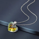 Heart Pendant Necklace Crystals from Austria Silver Big Stone Jewelry for Women