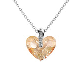 Heart Pendant Necklace Crystals from Austria Silver Big Stone Jewelry for Women