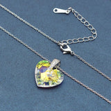 Heart Pendant Necklace Crystals from Austria Silver Big Stone Jewelry for Women