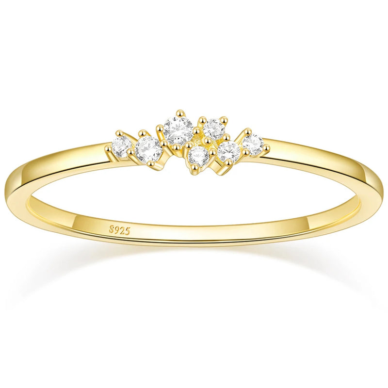 Trumium 1.5mm CZ Wedding Band 925 Silver 14K Plated Stackable Rings