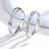 925 Silver Couples Ring Lozenge Micro-set Adjustable Pair Rings Men Women