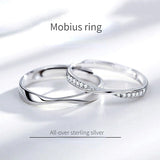925 Silver Couples Ring Lozenge Micro-set Adjustable Pair Rings Men Women
