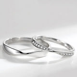 925 Silver Couples Ring Lozenge Micro-set Adjustable Pair Rings Men Women