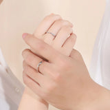 925 Silver Couples Ring Lozenge Micro-set Adjustable Pair Rings Men Women