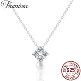 925 Silver Necklace with Zircon Pearl Pendants for Women