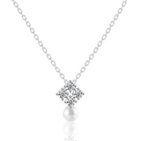 925 Silver Necklace with Zircon Pearl Pendants for Women