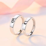 Adjustable Sun & Moon 925 Silver Rings Couples Engagement Wedding Bands