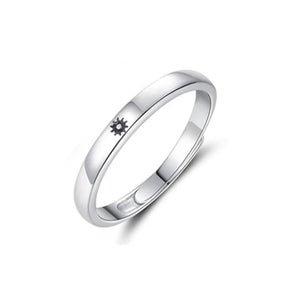 Adjustable Sun & Moon 925 Silver Rings Couples Engagement Wedding Bands
