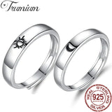 Adjustable Sun & Moon 925 Silver Rings Couples Engagement Wedding Bands