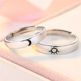 Adjustable Sun & Moon 925 Silver Rings Couples Engagement Wedding Bands