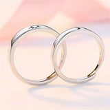 Adjustable Sun & Moon 925 Silver Rings Couples Engagement Wedding Bands