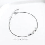 925 Sterling Silver Beads Chain Bracelet Women Lady Gift Bangle