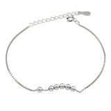 925 Sterling Silver Beads Chain Bracelet Women Lady Gift Bangle