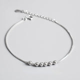 925 Sterling Silver Beads Chain Bracelet Women Lady Gift Bangle