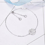 925 Silver Dainty Celtic Tree Of Life Charm Bracelet For Women Adjustable Gift