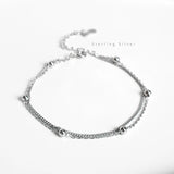 925 Sterling Silver Beads Line Chain Bracelet for Women