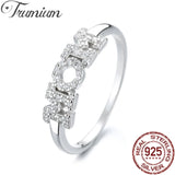 925 Silver MOM Ring Zircon Letter Rings for Women Birthday Gift