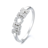 925 Silver MOM Ring Zircon Letter Rings for Women Birthday Gift