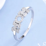925 Silver MOM Ring Zircon Letter Rings for Women Birthday Gift