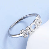 925 Silver MOM Ring Zircon Letter Rings for Women Birthday Gift