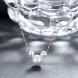 925 Silver Pearl Necklace Mickey Head Charm Pendant