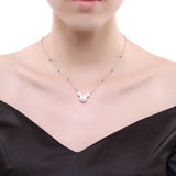 925 Silver Pearl Necklace Mickey Head Charm Pendant
