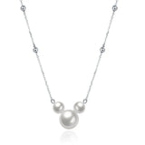 925 Silver Pearl Necklace Mickey Head Charm Pendant