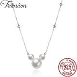 925 Silver Pearl Necklace Mickey Head Charm Pendant