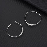 925 Silver Circle Cross Hoop Earrings Women Fine Jewelry