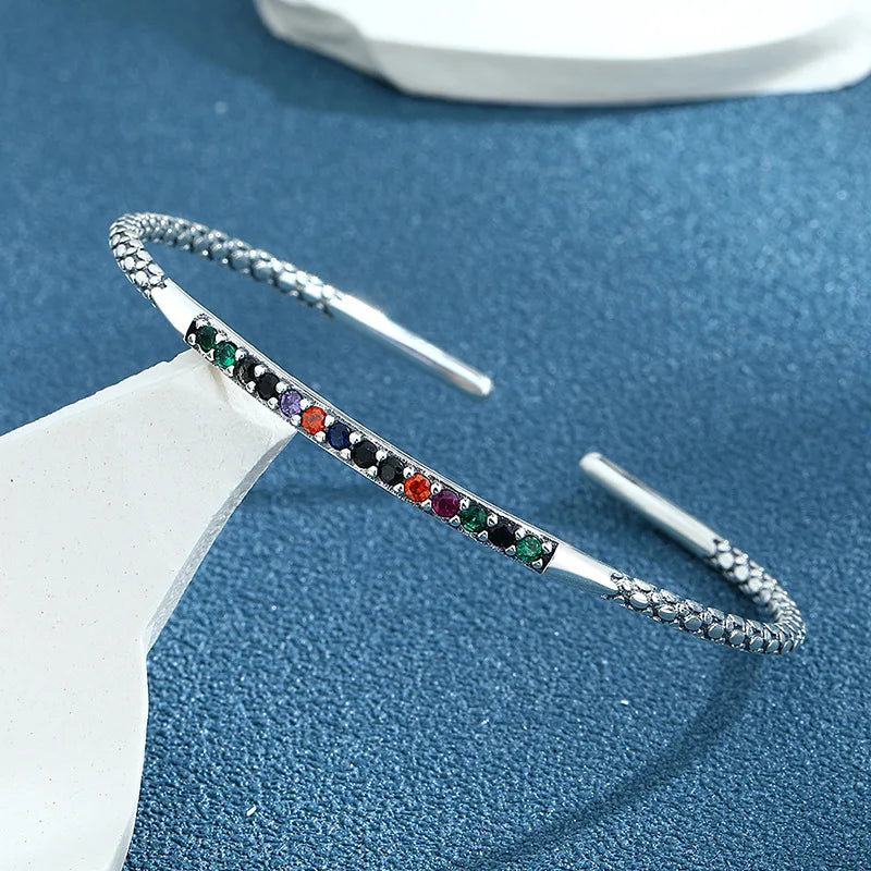 925 Sterling Silver Colorful Zircon Bracelet for Women