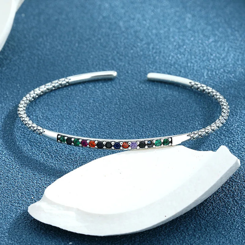 925 Sterling Silver Colorful Zircon Bracelet for Women