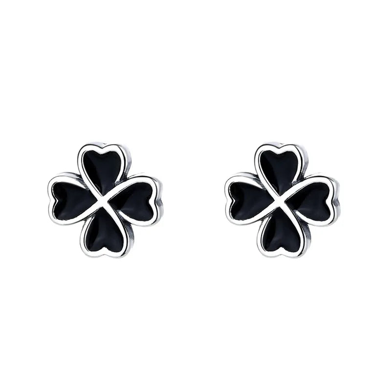 S925 Sterling Silver Clover Stud Earrings, Allergy Free