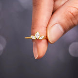 S925 Sterling Silver Clear CZ Olive Leaves Rings Women Engagement Wedding