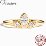S925 Sterling Silver Clear CZ Olive Leaves Rings Women Engagement Wedding