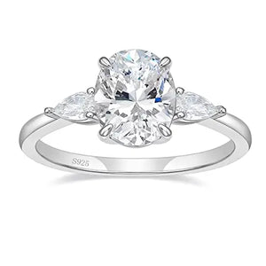 925 Silver Engagement Rings 3-Stone CZ Wedding Rings