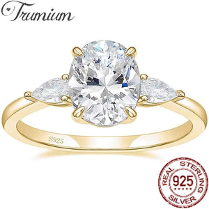 925 Silver Engagement Rings 3-Stone CZ Wedding Rings