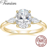 925 Silver Engagement Rings 3-Stone CZ Wedding Rings
