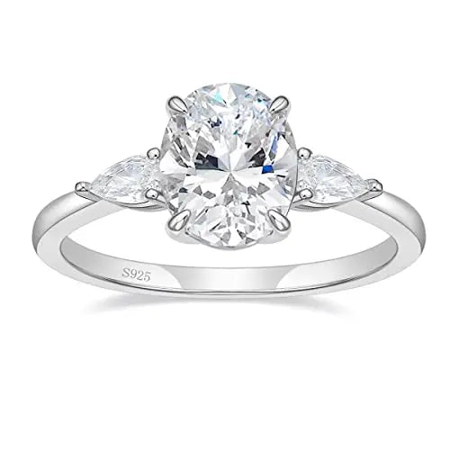925 Silver Engagement Rings 3-Stone CZ Wedding Rings
