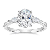 925 Silver Engagement Rings 3-Stone CZ Wedding Rings