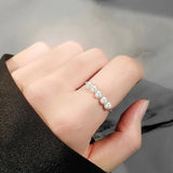 925 Silver Anxiety Ring Spiral Pearl Rotate Beads Anti Stress Toy For Women