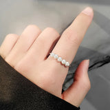 925 Silver Anxiety Ring Spiral Pearl Rotate Beads Anti Stress Toy For Women