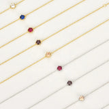 925 Silver Birthstone Bracelet Rainbow CZ Bangle Friendship Jewelry