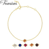 925 Silver Birthstone Bracelet Rainbow CZ Bangle Friendship Jewelry