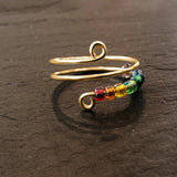 925 Silver Boho Rainbow Ring Rotatable Fidget Adjustable