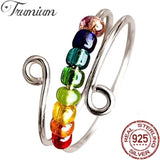 925 Silver Boho Rainbow Ring Rotatable Fidget Adjustable