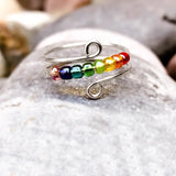 925 Silver Boho Rainbow Ring Rotatable Fidget Adjustable