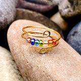 925 Silver Boho Rainbow Ring Rotatable Fidget Adjustable