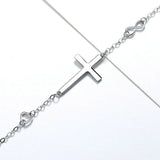 925 Silver Cross Bracelet Heart Link Chain Women's Adjustable Jewelry