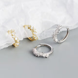 925 Silver Circle Hoop Stud Earrings Cubic Zircon Wedding Earring